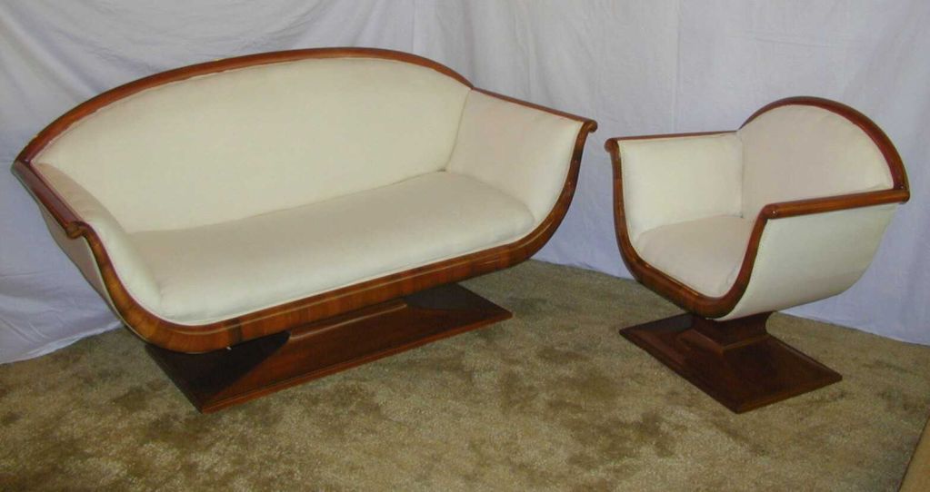 Ruhlmann Style Settee and Club Chair