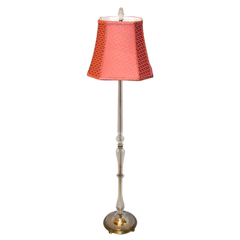 Cut Glass and Silvered Metal Floor Lamp
