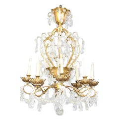 House of Jansen Bronze and Crystal Chandelier