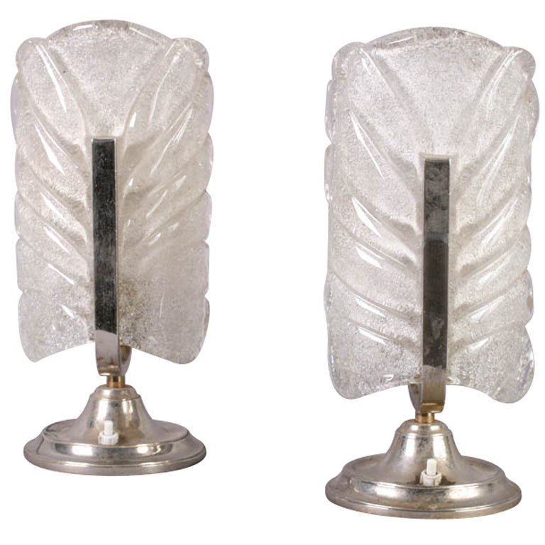 Pair of Venetian Art Deco Table Lamps For Sale