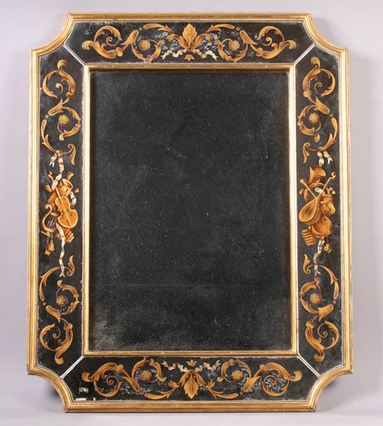 House of Jansen Giltwood and Eglomise Mirror.