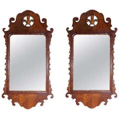 Pair of English Queen Anne Mahogany Wall Mirrors. Signed Circa 1721