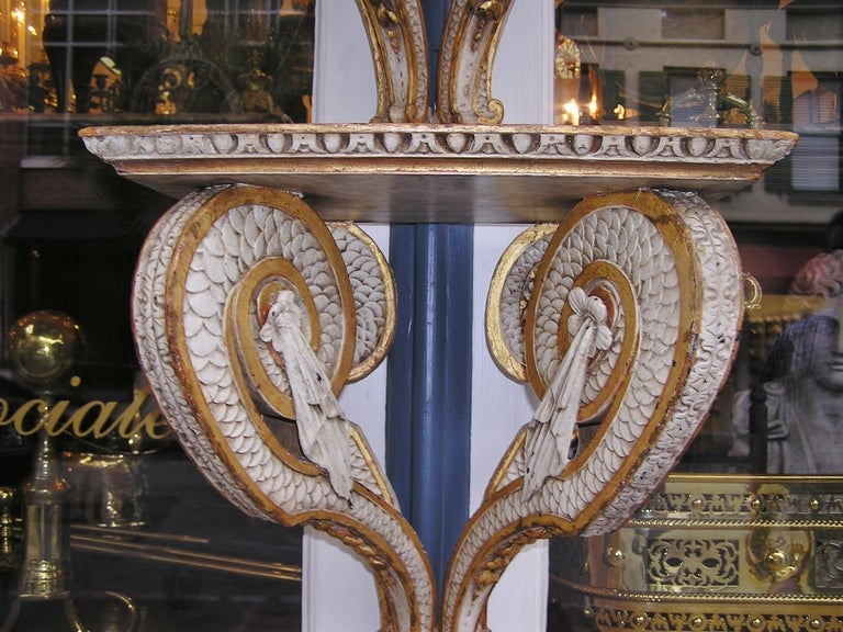 Pair of Italian Painted and Gilt Wall Brackets. Circa 1820 In Excellent Condition For Sale In Hollywood, SC