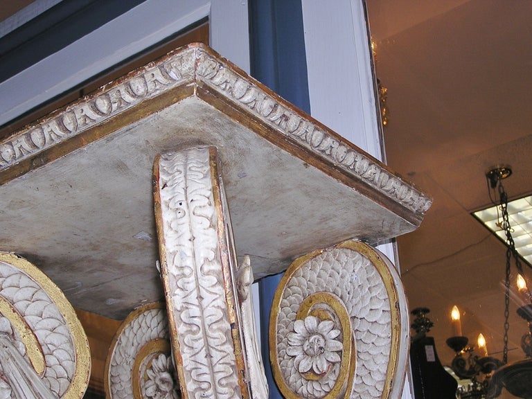 Gold Leaf Pair of Italian Painted and Gilt Wall Brackets. Circa 1820 For Sale