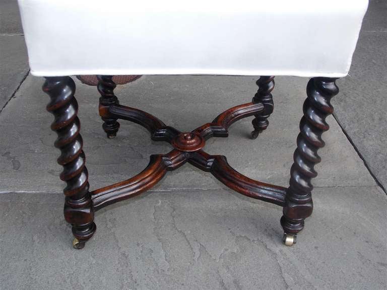 19th Century English Mahogany Barley Twist Foot Stool. Circa 1820