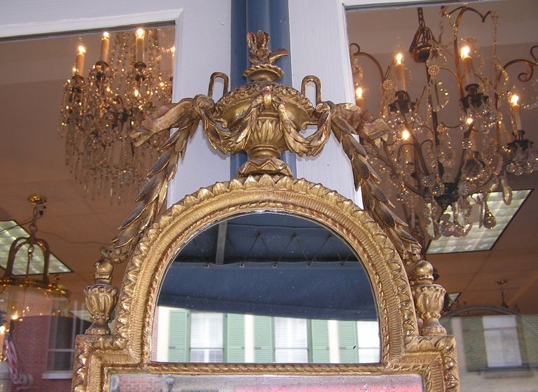 Louis XVI Pair of French Gilt Carved Wood and Gesso Foliage Wall Mirrors, Circa 1780