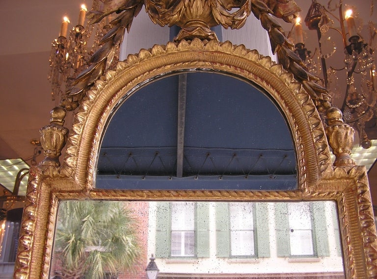 Hand-Carved Pair of French Gilt Carved Wood and Gesso Foliage Wall Mirrors, Circa 1780