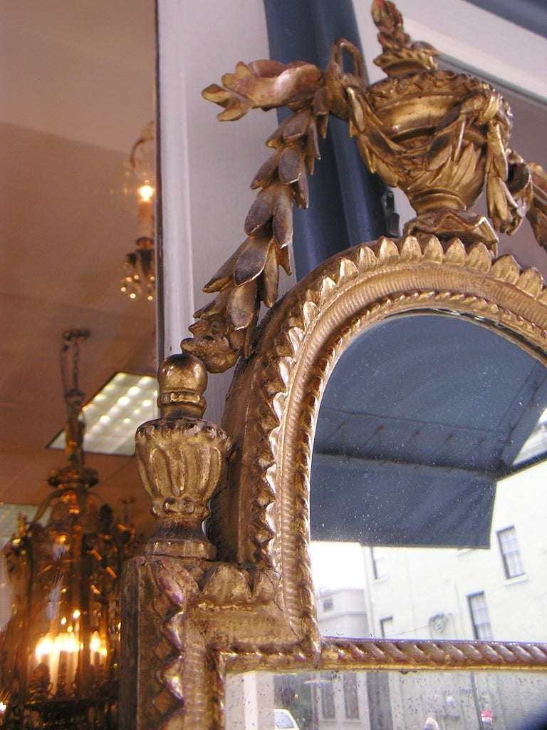 Pair of French Gilt Carved Wood and Gesso Foliage Wall Mirrors, Circa 1780 In Excellent Condition In Hollywood, SC