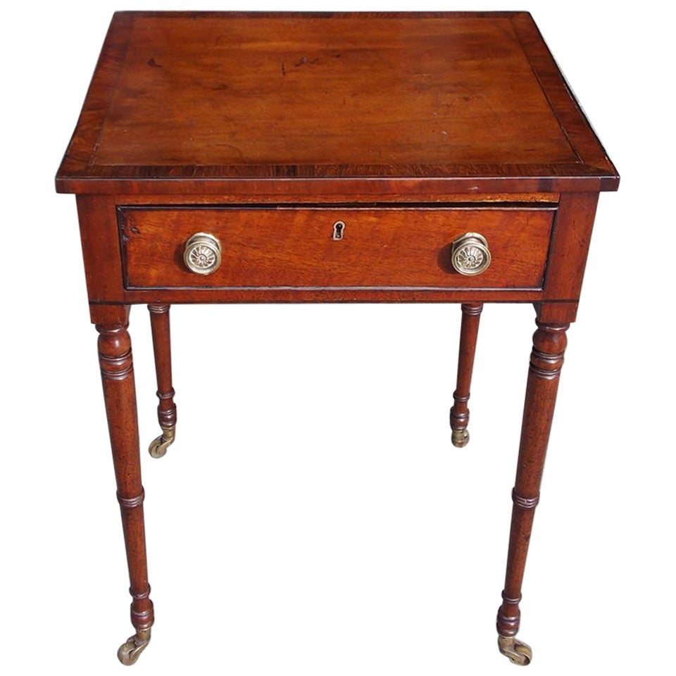 English Regency Mahogany and Tulip Wood Work Table with Desk. Circa 1800