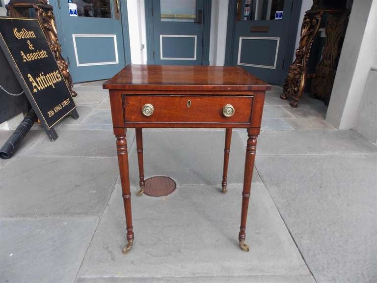 Hand-Crafted English Regency Mahogany and Tulip Wood Work Table with Desk. Circa 1800