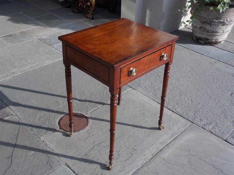 English Regency Mahogany and Tulip Wood Work Table with Desk. Circa 1800 In Excellent Condition In Hollywood, SC