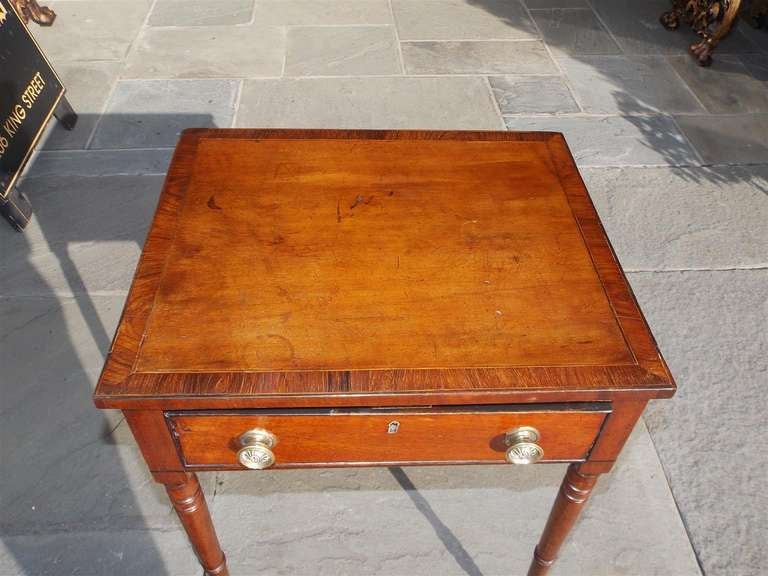 Early 19th Century English Regency Mahogany and Tulip Wood Work Table with Desk. Circa 1800