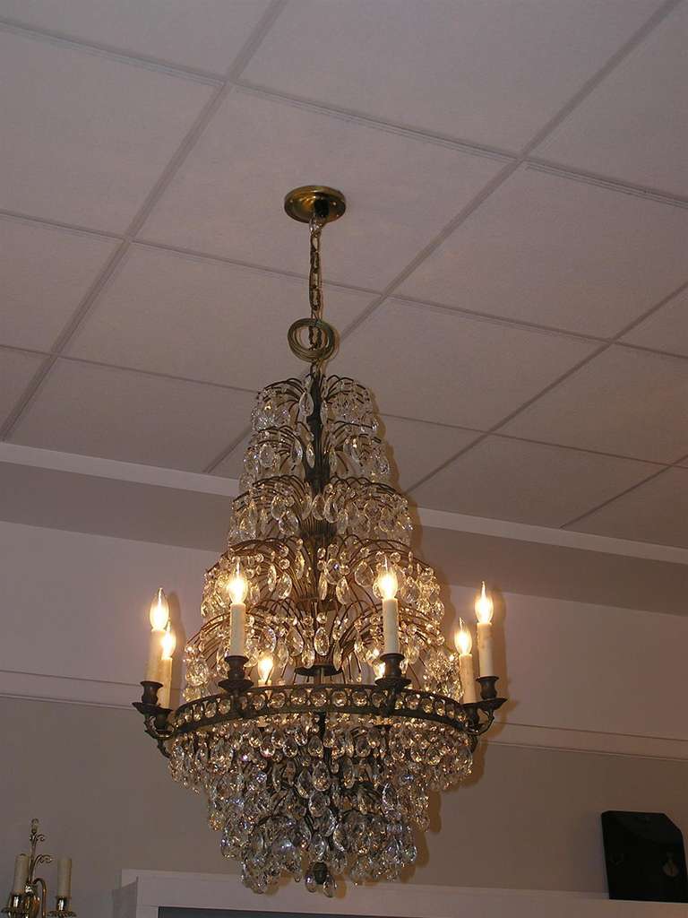 Pair of French Bronze and Crystal Chandeliers, Circa 1820 For Sale 4