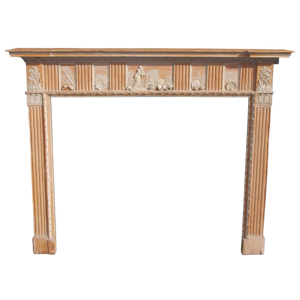 Scottish Pine Adam Mantel with Lady Hamilton Motif. Circa 1790