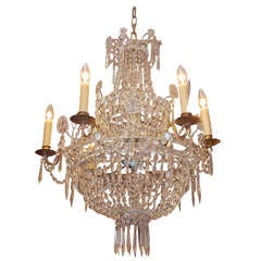 English Gilt Bronze and Crystal Chandelier.  Circa 1810