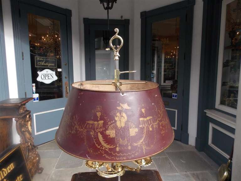 Lampe française en laiton bouilloté. Circa 1810 Excellent état - En vente à Hollywood, SC