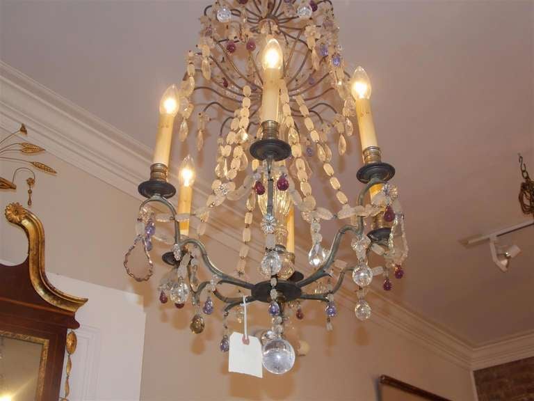 French Nickel Silver and Crystal Chandelier.  Circa 1830 For Sale 2