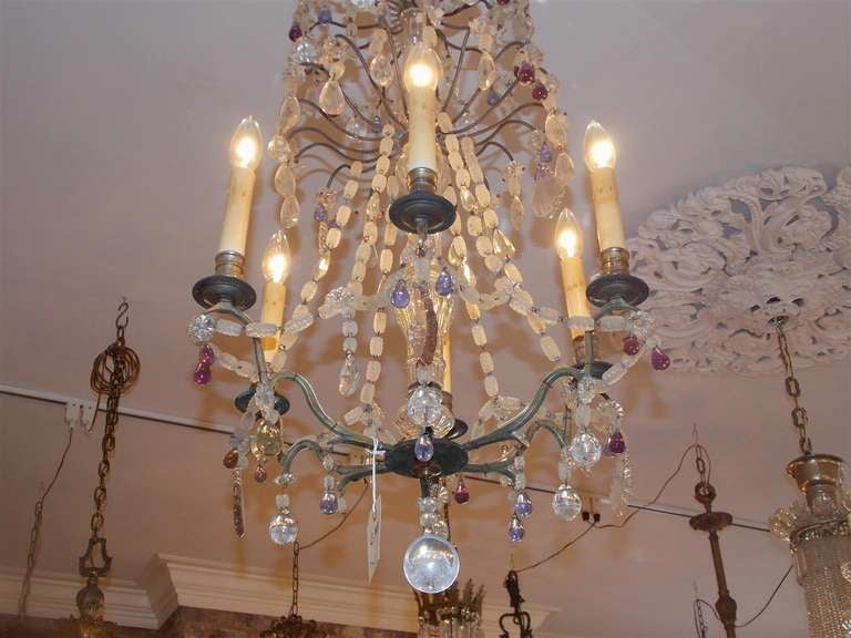 French Nickel Silver and Crystal Chandelier.  Circa 1830 For Sale 4
