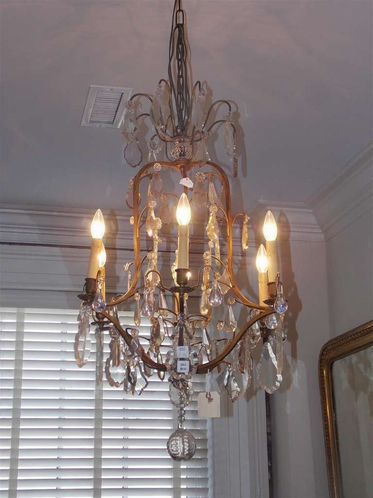 French Gilt Bronze and Crystal Chandelier.  Circa 1830 In Excellent Condition For Sale In Hollywood, SC