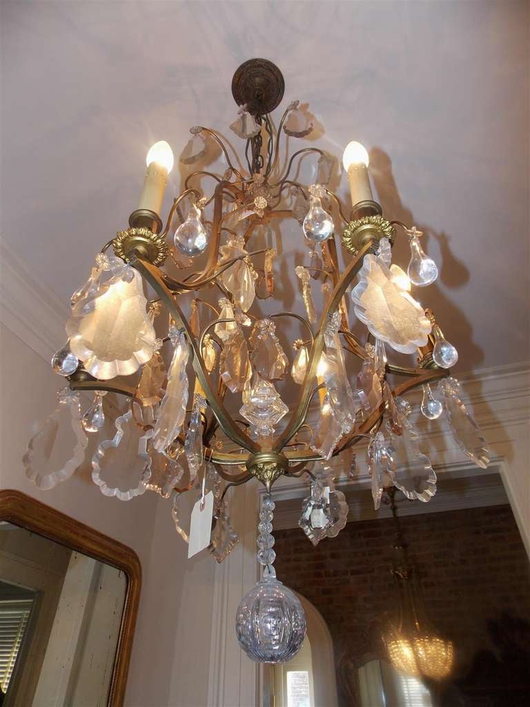French Gilt Bronze and Crystal Chandelier.  Circa 1830 For Sale 3