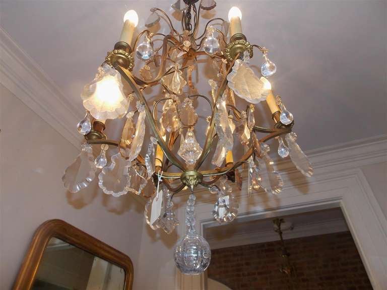 French Gilt Bronze and Crystal Chandelier.  Circa 1830 For Sale 4