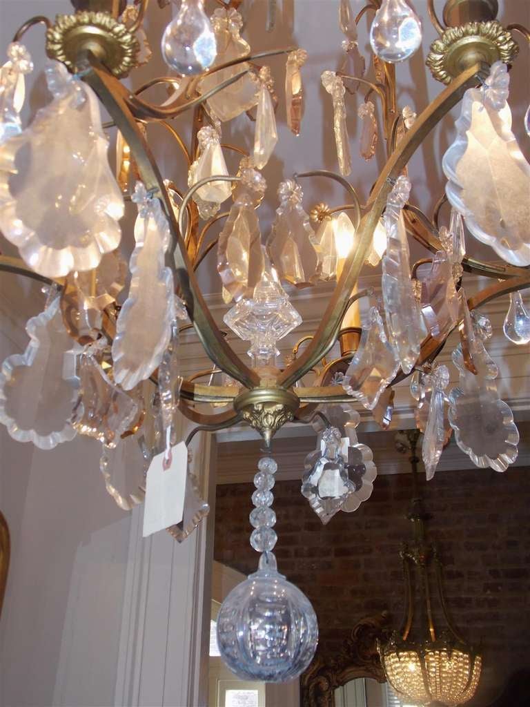 French Gilt Bronze and Crystal Chandelier.  Circa 1830 For Sale 5