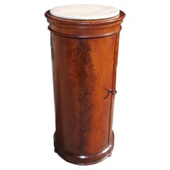 English Crotch Mahogany Marble Top Commode. Circa 1835