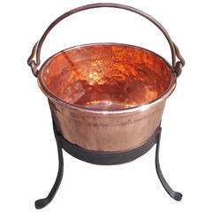 American Copper and Wrought Iron Plantation Cauldron on Stand, Circa 1780