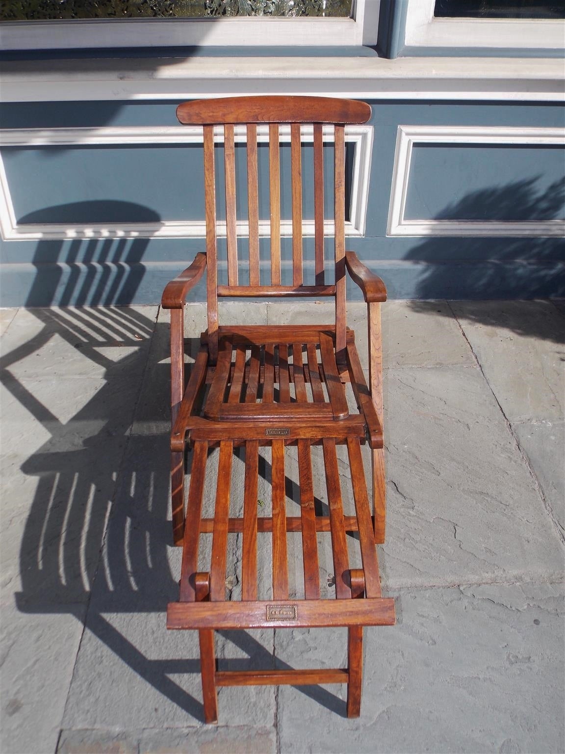 Pair of French Teak Deck Arm Chairs Stamped "S.S. France," Circa 1910 ...