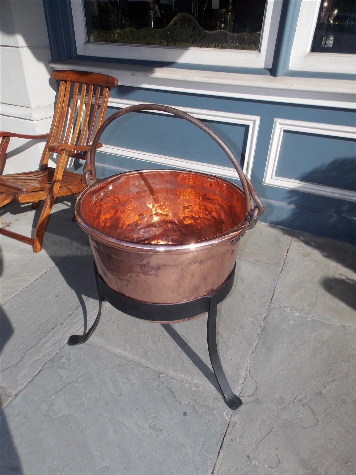 American Copper and Wrought Iron Plantation Cauldron on Stand, Circa 1780 2