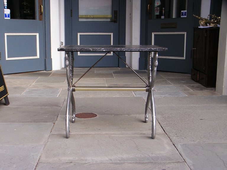 French Marble Top Garden Table In Excellent Condition For Sale In Hollywood, SC