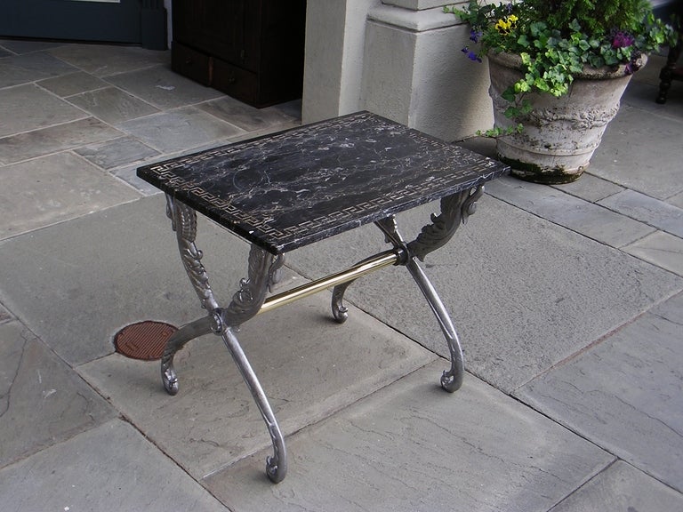 19th Century French Marble Top Garden Table For Sale