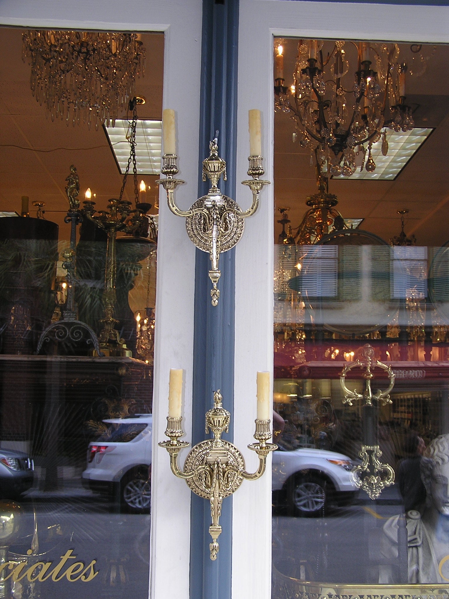 Pair of French Brass Urn Sconces