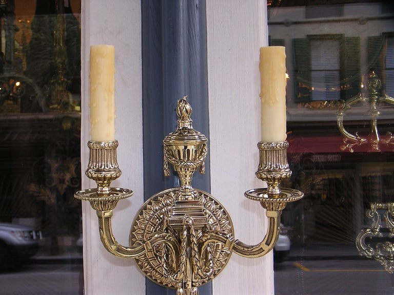 Pair of French Brass Urn Sconces 2