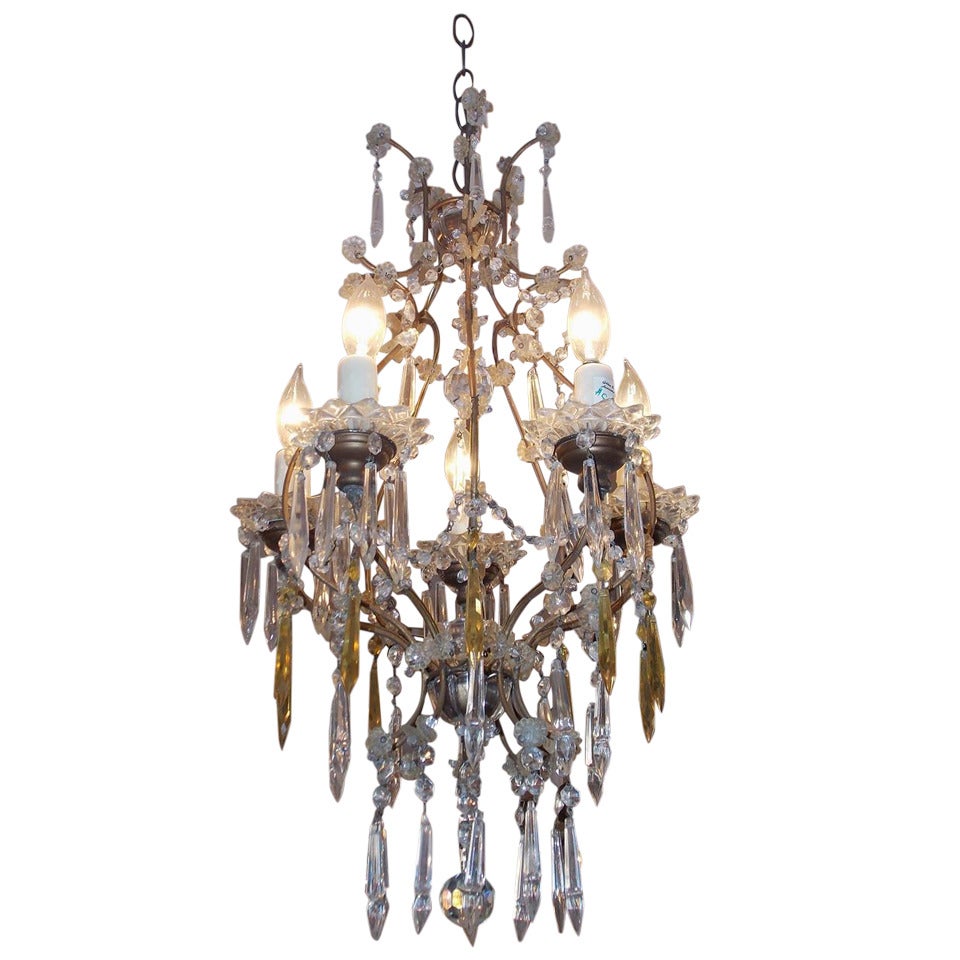 French Gilt Bronze and Crystal Chandelier.  Circa 1840