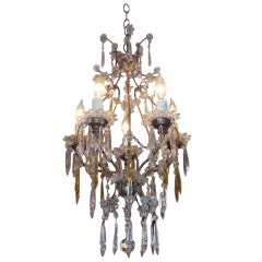 Antique French Gilt Bronze and Crystal Chandelier.  Circa 1840