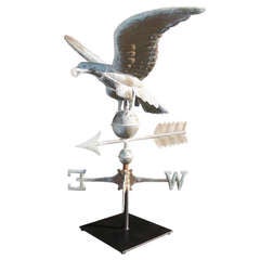 Used Full Bodied Copper Directional Eagle Weather Vane. Circa 1870-80