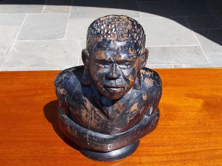 Folk Art American Carved Wooden Bust of Jamaican, Marcus Mosiah Garvey, Jr. Early 20th Century