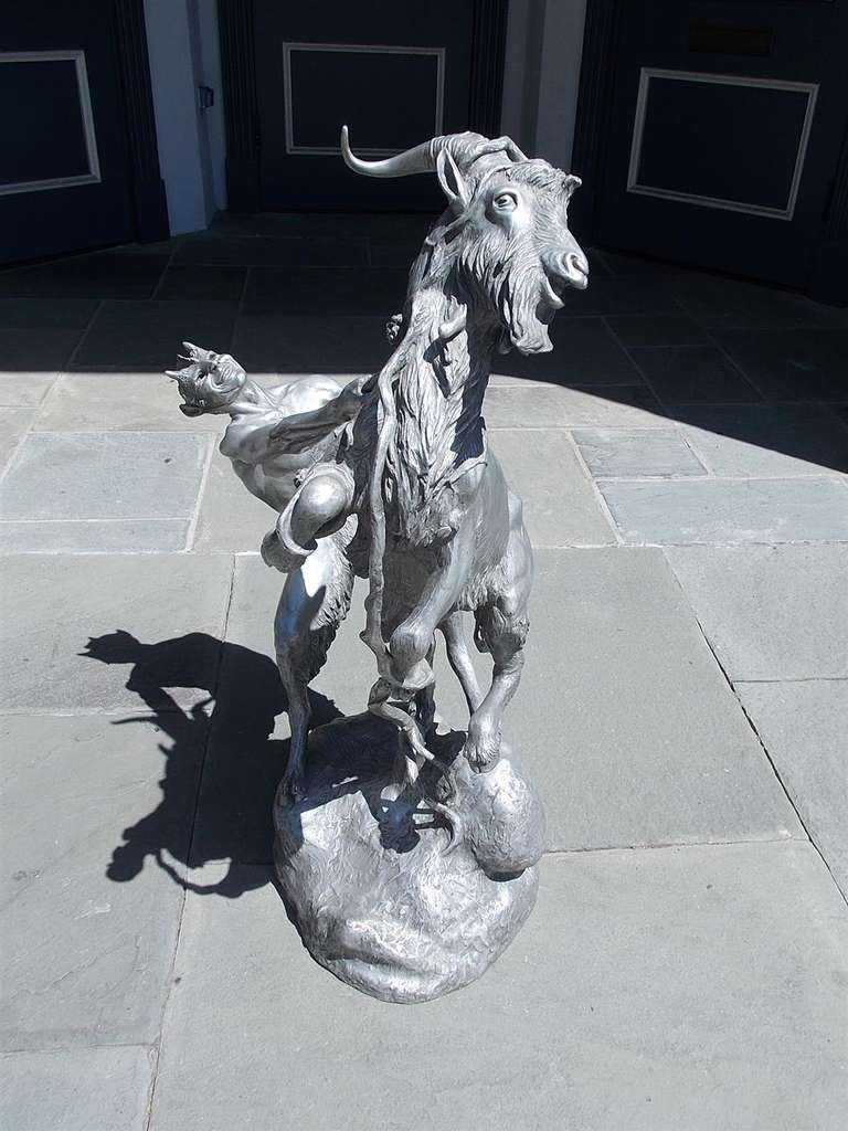 American  Aluminum Casting of Fawn and Goat. Signed Anna Hyatt Huntington, 1950. Stanerigg.  Stanerigg  was the name of Mrs. Huntington's estate in Redding Ridge, Connecticut. The only other known casting of the fawn and goat is in Lawrence College,