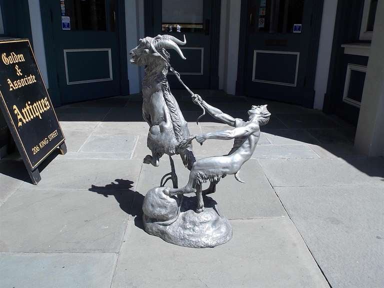 American Aluminum Casting of Fawn and Goat. Signed Anna Hyatt Huntington, 1950 In Excellent Condition In Hollywood, SC