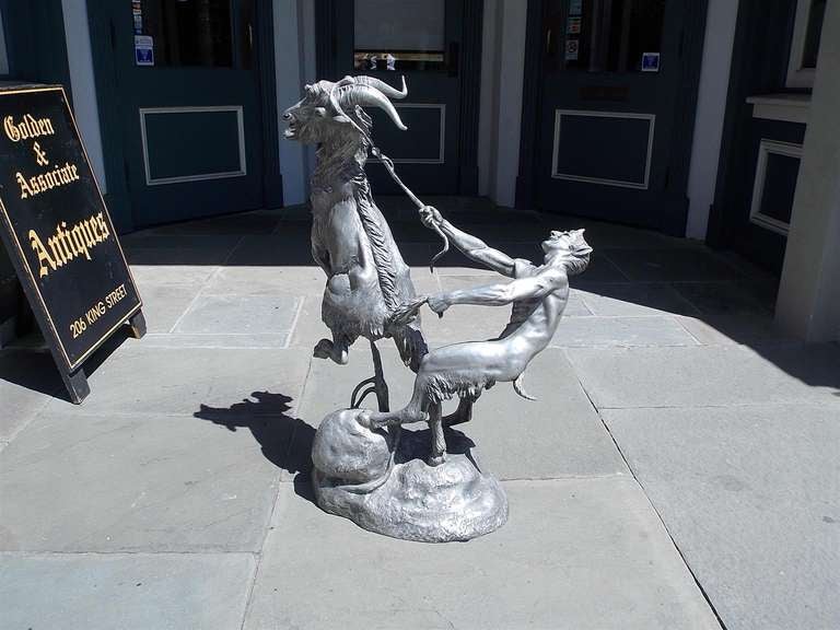 American Aluminum Casting of Fawn and Goat. Signed Anna Hyatt Huntington, 1950 In Excellent Condition In Charleston, SC