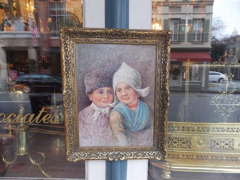 Dutch Oil on Canvas in Gilt Frame. Circa 1860 In Excellent Condition For Sale In Hollywood, SC