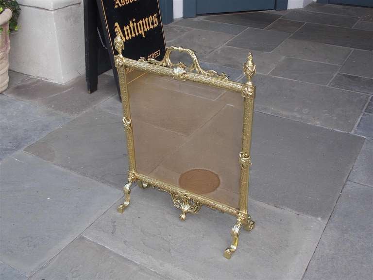 19th Century French Brass Free Standing Fire Screen. Circa 1820-30 For Sale