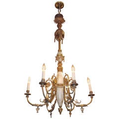 Italian Gilt Bronze and Onyx Chandelier, Circa 1840 11