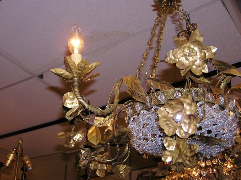 19th Century Italian Gilt Bronze and Crystal Chandelier For Sale