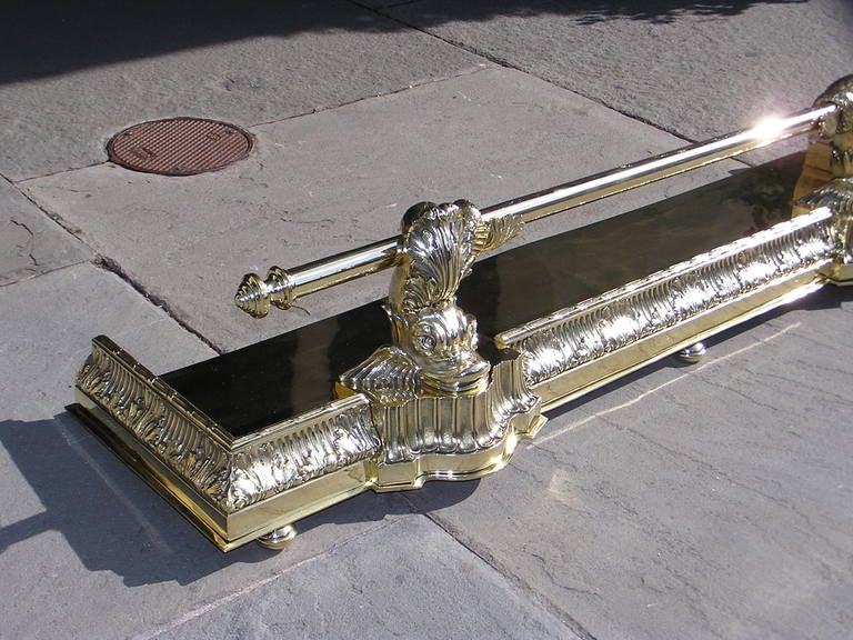 French Brass Dolphin Fire Fender. Circa 1840 In Excellent Condition In Hollywood, SC