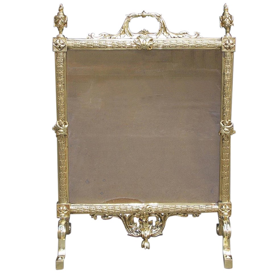 French Brass Free Standing Fire Screen. Circa 1820-30 For Sale