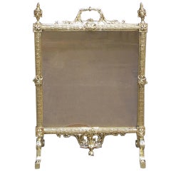 Antique French Brass Free Standing Fire Screen. Circa 1820-30