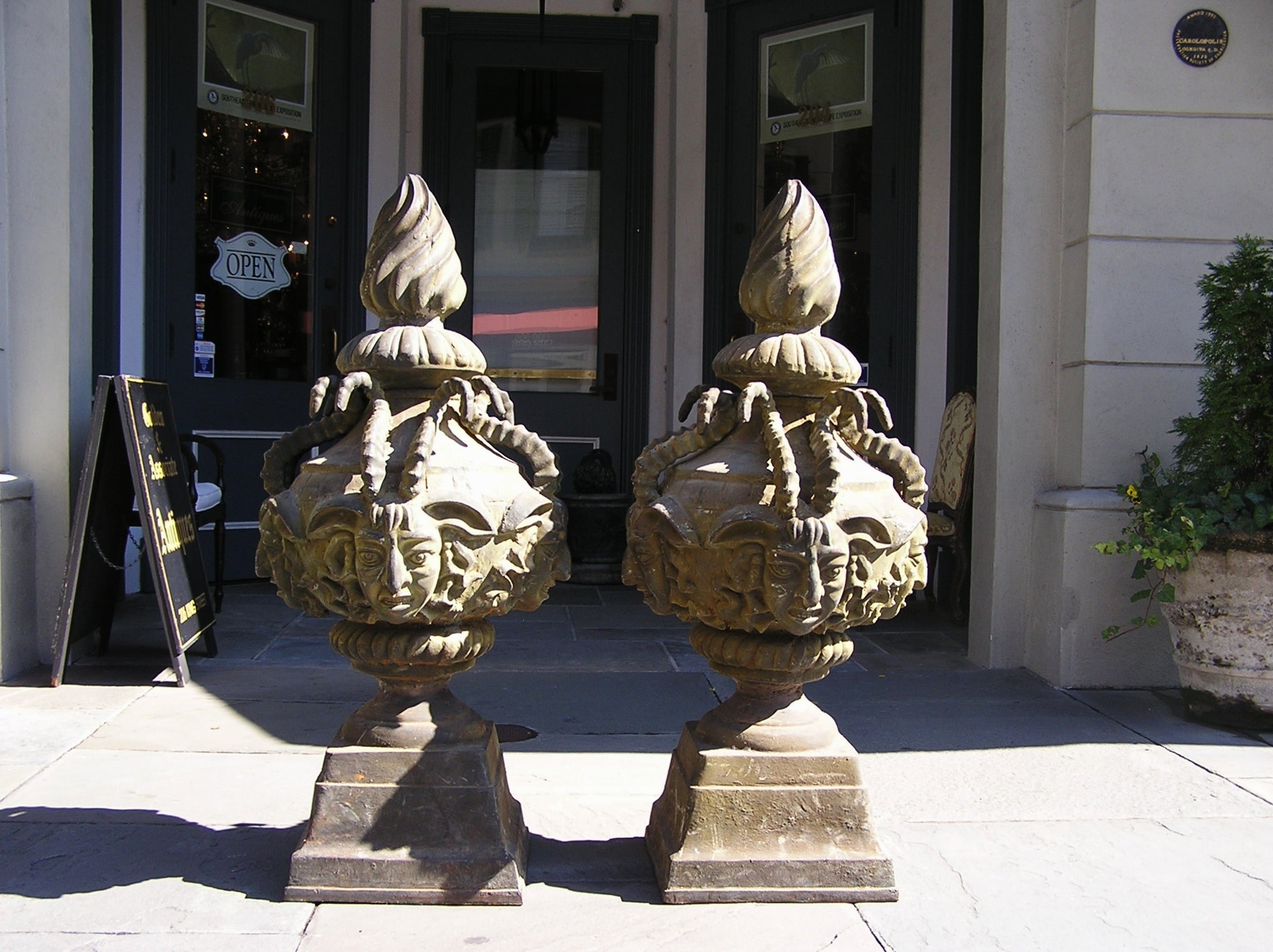 Pair of American Cast Iron Mythological Garden Ornaments