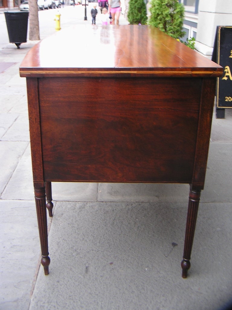 English Regency Mahogany Bow Front Satinwood Inlaid Sideboard, Circa 1790 For Sale 1